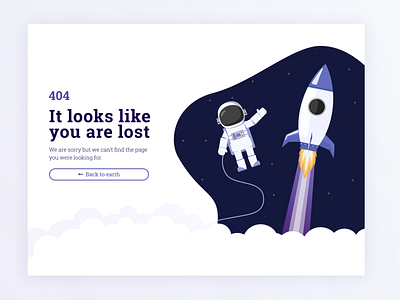Daily UI 8 — 404 page 404 astronaut dailyui error illustration rocket space ui vector website
