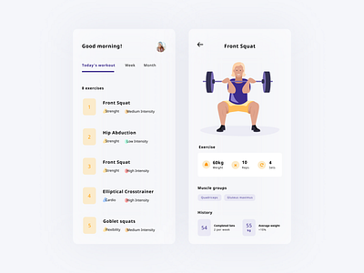 Daily UI 41 — Workout Tracker app charachter daily ui challenge dailyui design exercise illustration mobile squat ui vector workout
