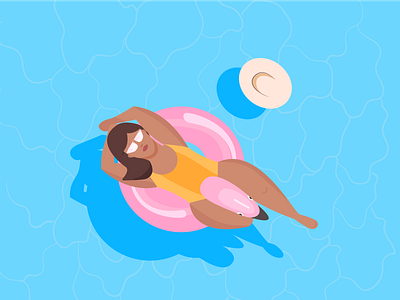 Pool Time aerial charachter flamingo floating illustration pool swimmingpool woman