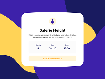 Daily UI 54 — Confirm Reservation 054 branding colorful confirm confirm reservation daily ui challenge dailyui design reservation ui ux vector