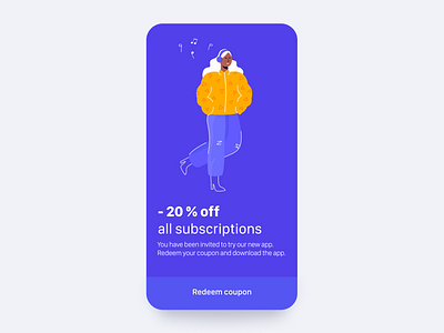 Daily UI 61 — Redeem Coupon app blue branding colorful daily ui challenge dailyui design flat illustration mobile ui ux vector