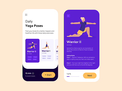 Daily UI 62 — Workout Of The Day app branding colorful daily ui challenge dailyui design exercise illustration mobile ui ux vector workout yoga