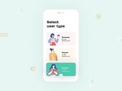 Daily UI 64 — Select User Type app branding colorful daily ui challenge dailyui design illustration mobile ui ux vector
