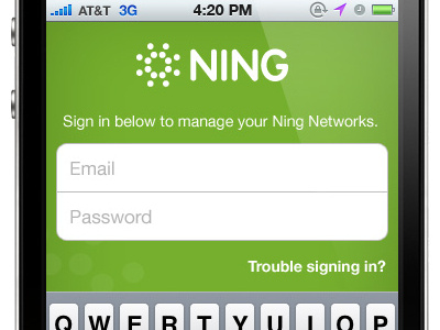 Ning iPhone Login Screen