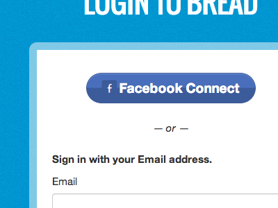 Login to Bread button facebook form login