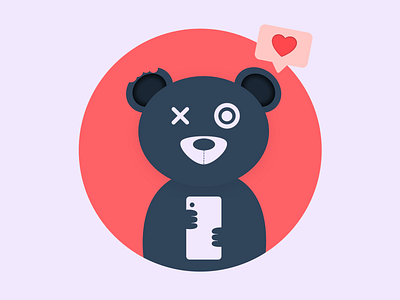 Selfie Bear bear cute flat design illustration illustration art instagram likes social media