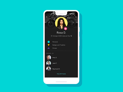 Fitbit Profile Dark UI Concept