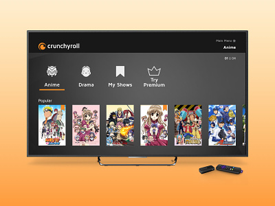 Crunchyroll Roku App anime app crunchyroll entertainment japanese movies roku series stream streaming tv app tv shows ui design ui ux design
