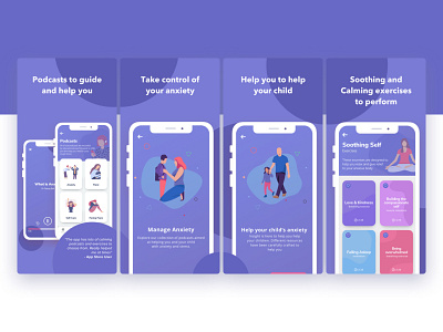 iOS App Store Art - Mental Health App anxiety app app store dailyui design illustrations ios landing page mental health minimal mobile mobile app podcast product design ui uidesign ux uxdesign web website