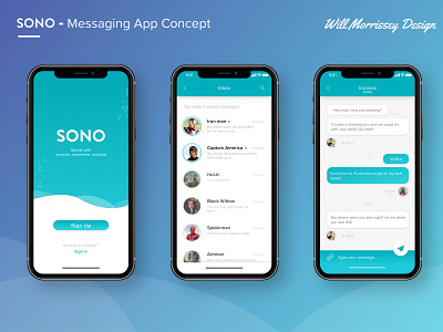 SONO - iOS Messenger App Concept animation app branding chat clean design icon ios iphone logo marvel messager messenger app mobile typography ui ux vector web website