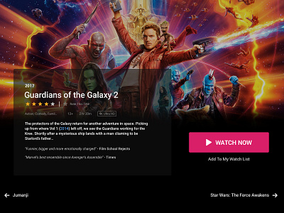 Desktop Movie Card app cinema desktop desktop design film guardians of the galaxy marvel movie movie card netflix ui ux uxdesign