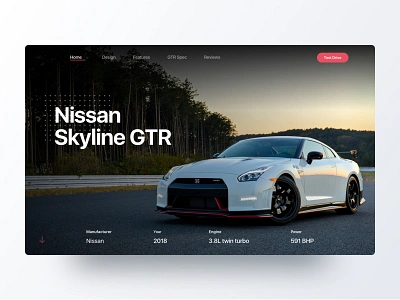 Car Website Landing Page animation app branding car cars clean design home page landing landing page minimal nissan product design product page skyline ui ux uxdesign web website