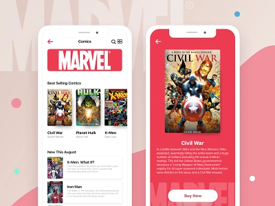 Comic Book App app appstore book app books branding comic comic book design flat marvel marvelcomics mobile ui product design reading typography ui ux uxdesign web website