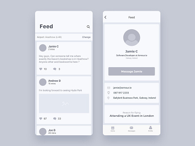 iOS App Wireframe app branding dailyui design illustration ios message app mobile newsfeed product design social app typography ui usability ux uxdesign web website wireframe wireframing