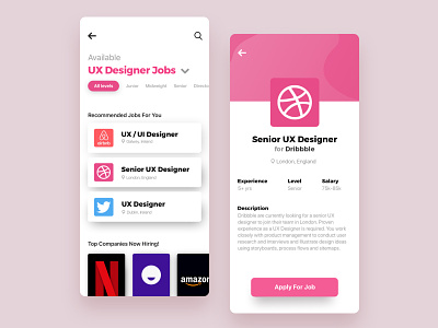 Jobs Listing App app clean daily ui design interface design ios job job application job listing job search jobs minimal mobile phone typography ui ux uxdesign web website