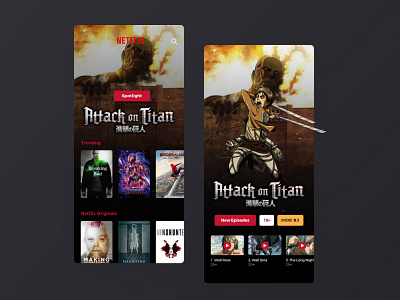 Netflix Show Page Redesign android app animations anime app attack on titan dailyui design ios minimal movie app netflix netflix app product design redesign tv app ui ux uxdesign web website