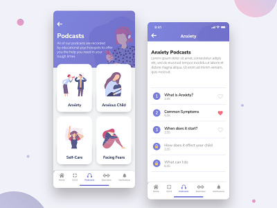 Podcast App Player anxiety app daily ui design illustrations ios landing page mental health mobile music player navigation design phone podcast podcasts product design ui ux uxdesign web website