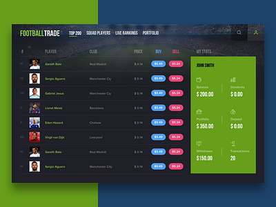 Football Trade design football sports trade ui web