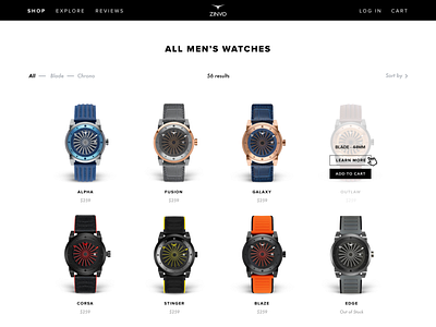 Zinvo Collection Page automatic watch clean collection page e commerce ecommerce minimal shopify ui ux watches web design zinvo