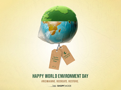 World Environment Day poster brand awareness poly free concept polybag concept word environment day design