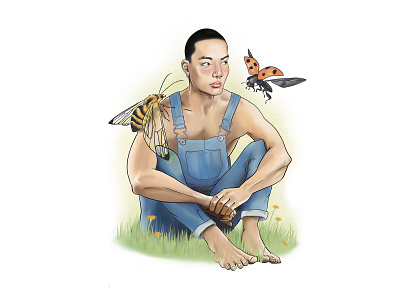 All my friends are bugs bugs character illustration magic overalls
