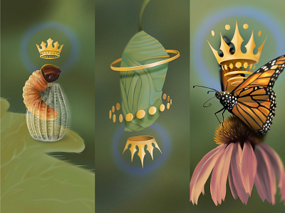 Small Beginnings caterpillar crown illustration insect monarch monarch butterfly oracle royalty