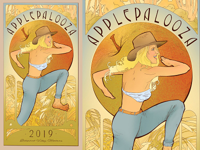 Applepalooza Poster art noveau festival illustration poster print typography