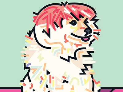 Pomeranian in a Wig dog illustration vector