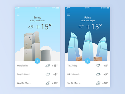 Weather App app azerbaijan baku buiding card challenge daily ui weather
