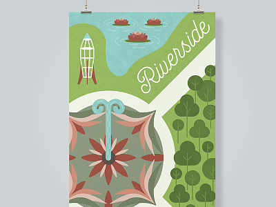 Riverside Park Poster design illustration illustrator kansas nature park poster texture trees wichita