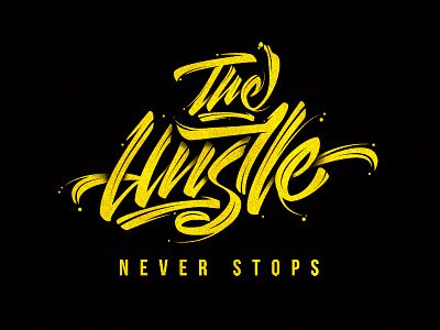 The Hustle Never Stops font hustle lettering merchandise typography