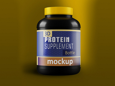 3D Protein Jar with Black Cap 3d box 3d model 3d product design 3d supplement bottle 3ds max bar big jar black bottle body building branding bucket canister creatine creative design dribbble flat high latest photoshop