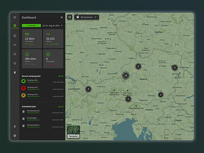 Dark dashboard for a rail service company dark mode dashboard maps railways tablet ui web