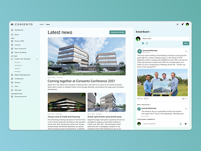 News/Social Board Page for Business Center website