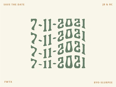 I'm Engaged! 7-11 Save The Dates branding design funky logo save the date typography