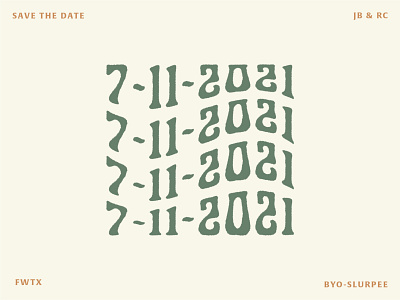 I'm Engaged! 7-11 Save The Dates branding design funky logo save the date typography