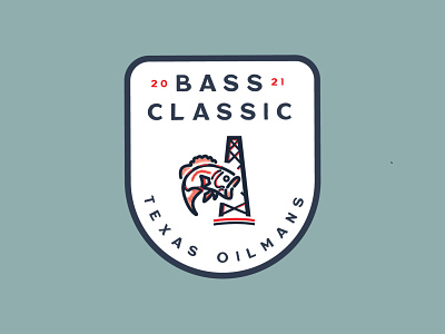 Texas Oilman's Bass Classic badge design badge logo fish logo fishing fishing hat logo typogaphy
