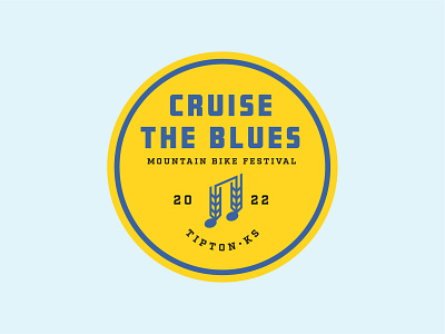 Cruise The Blues bicycle festival branding design logo logo design mountain biking music logo typography wheat logo