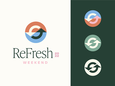 Refresh 2022 arrow branding church circle logo design geometric green logo logo design outdoors refresh typography