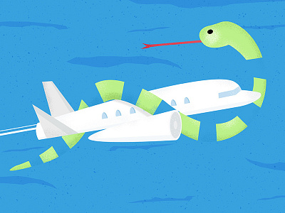 Snake On A Plane design flat flight illustration movie plane snake texture vector