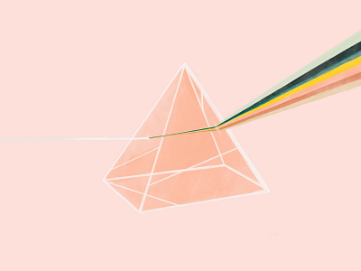 Pink prism illustration graphic design illustration peach pink prism rainbow textured