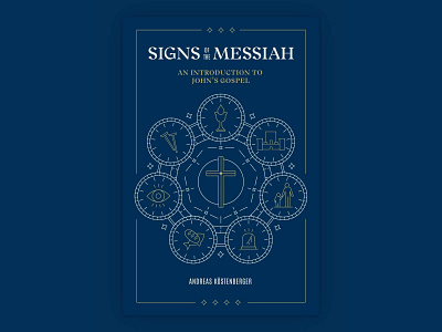 "Signs of the Messiah" Book Cover blue book book cover design gold illustration line art line icon