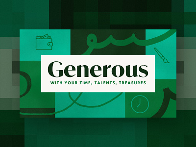 Generous clock generosity green money paintbrush procreate teal texture type typography wallet