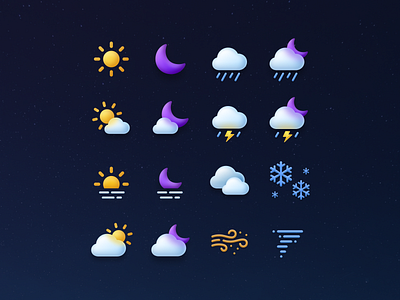 Icons for Weather Live app 3d app design graphic design icons ios ui