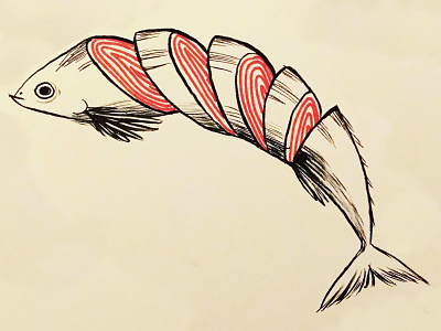 Sakana brush divide drawing fish illustration ink inktober nature pen sakana sushi
