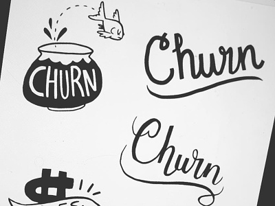 Churn & Burn business calligraphy churn digital fish hand handletters illustration lettering letters script