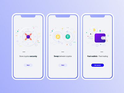 Crypto wallet - Onboarding screens crypto crypto wallet neumorphism onboarding skeuomorphism