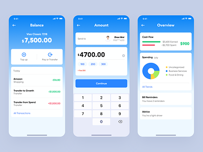 Financial application app design ui ux