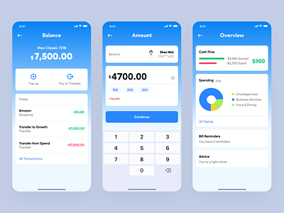 Financial application app design ui ux