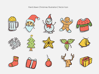 Hand drawn Christmas Illustration | Vector Icon christmas doodle hand drawn icon merry vector xmas